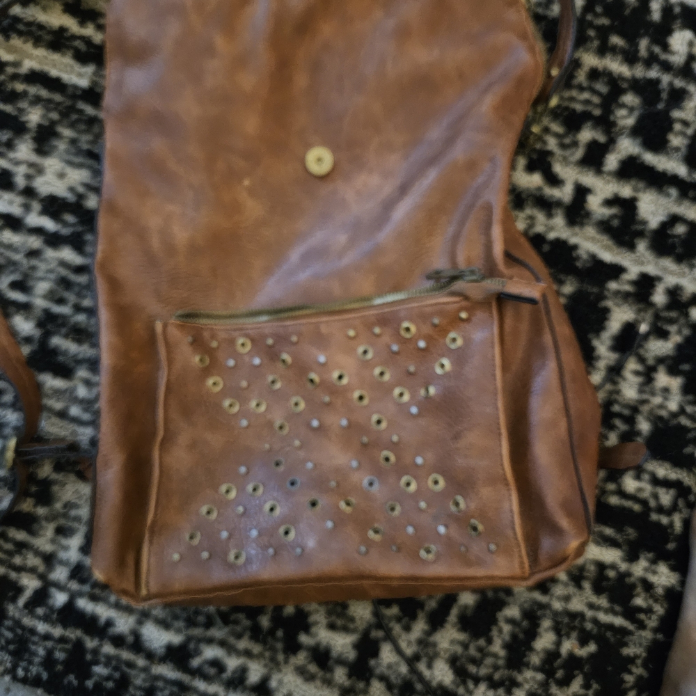 Boutine LA Brown Leather Studded Backpack